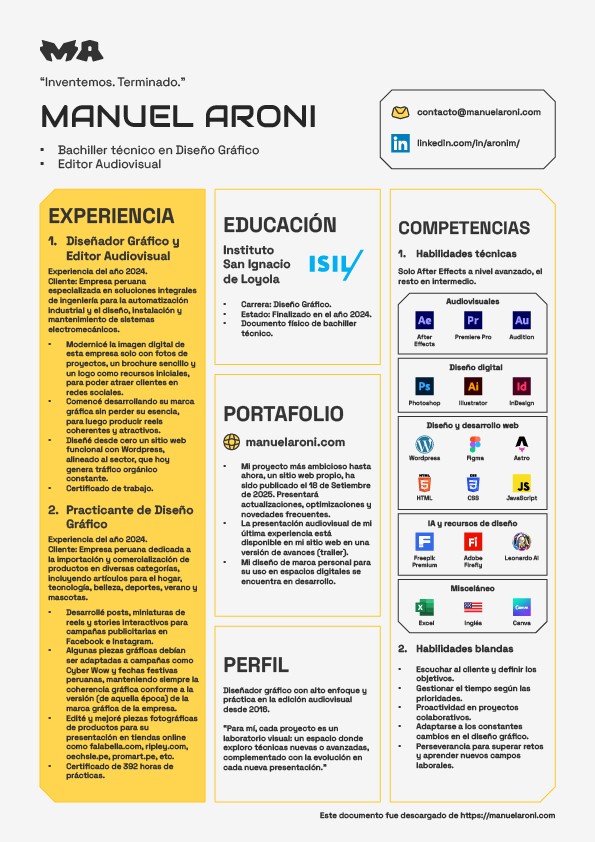 Miniatura del CV de Manuel Aroni